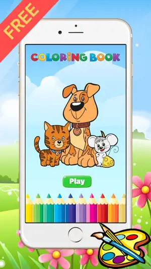 狗与猫图画书 - 所有在1拉丝漆面和颜色游戏对于儿童截图1