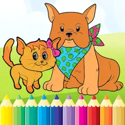 狗与猫图画书 - 所有在1拉丝漆面和颜色游戏对于儿童